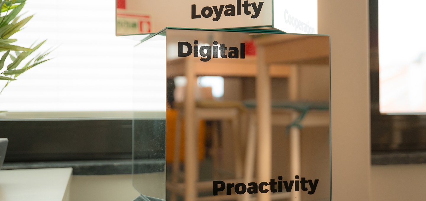 Loyalty, Digital and Proactivity on The Square office signage
